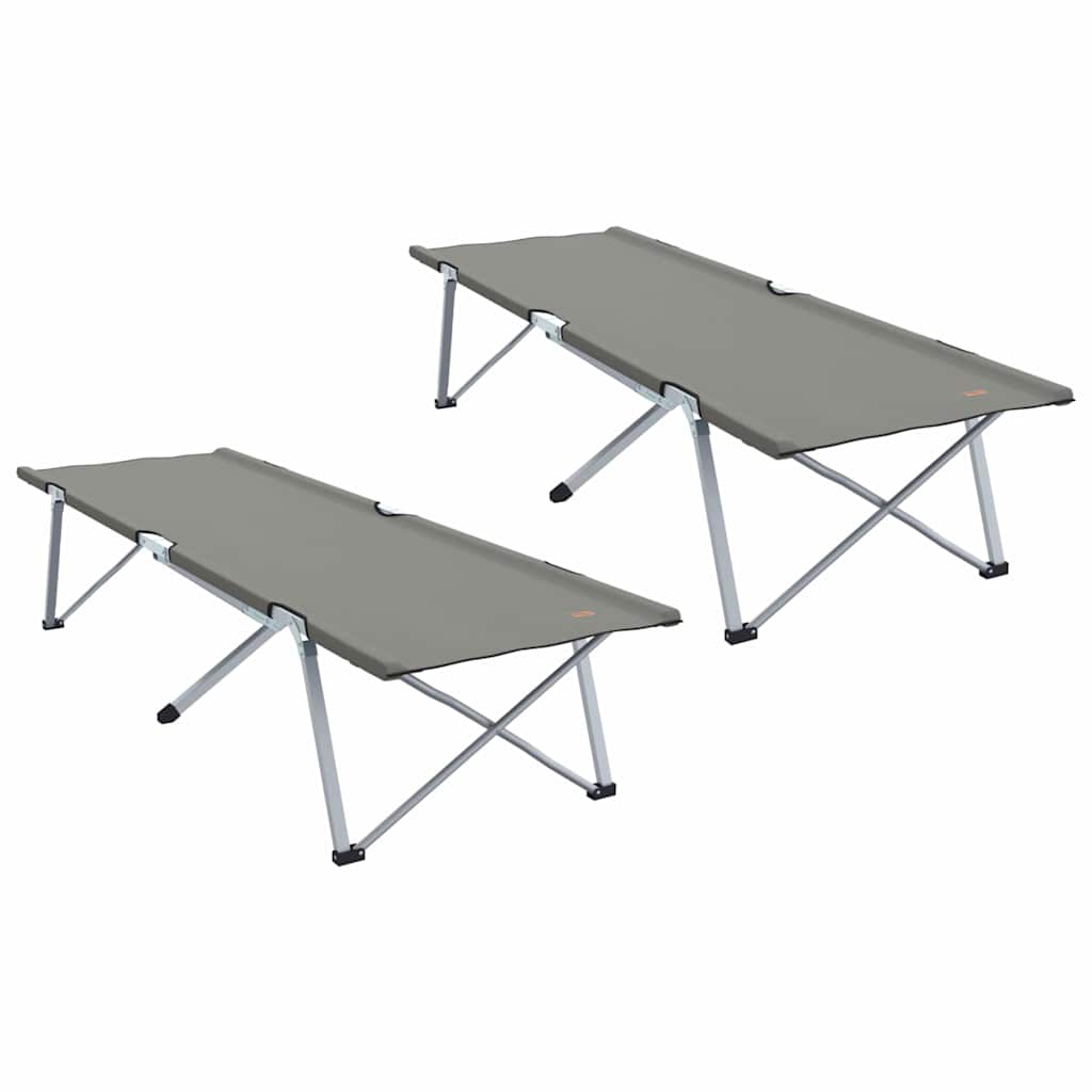 vidaXL Αναδιπλούμενο Κρεβάτι Κάμπινγκ 2 pcs Γκρι 62 x 194 x 42 εκ.