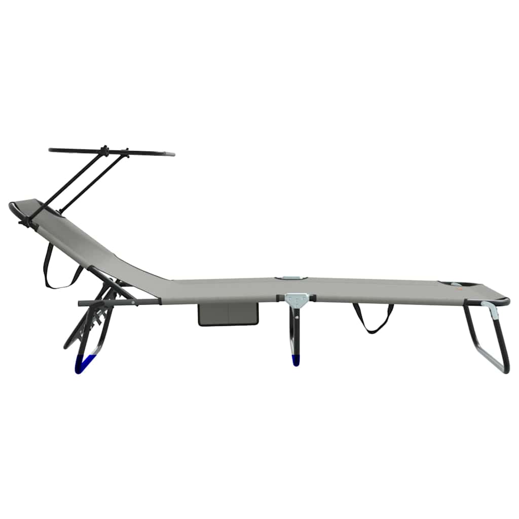 vidaXL Πτυσσόμενη ξαπλώστρα με μαξιλάρι Γκρι 56 x 190 x 81εκ ύφασμα