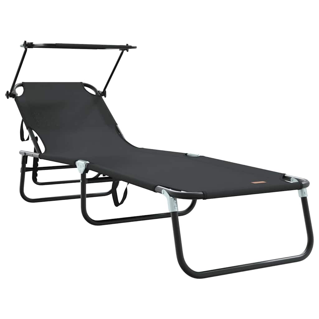 vidaXL Πτυσσόμενη ξαπλώστρα 2 pcs Μαύρο 56 x 190 x 81εκ ύφασμα