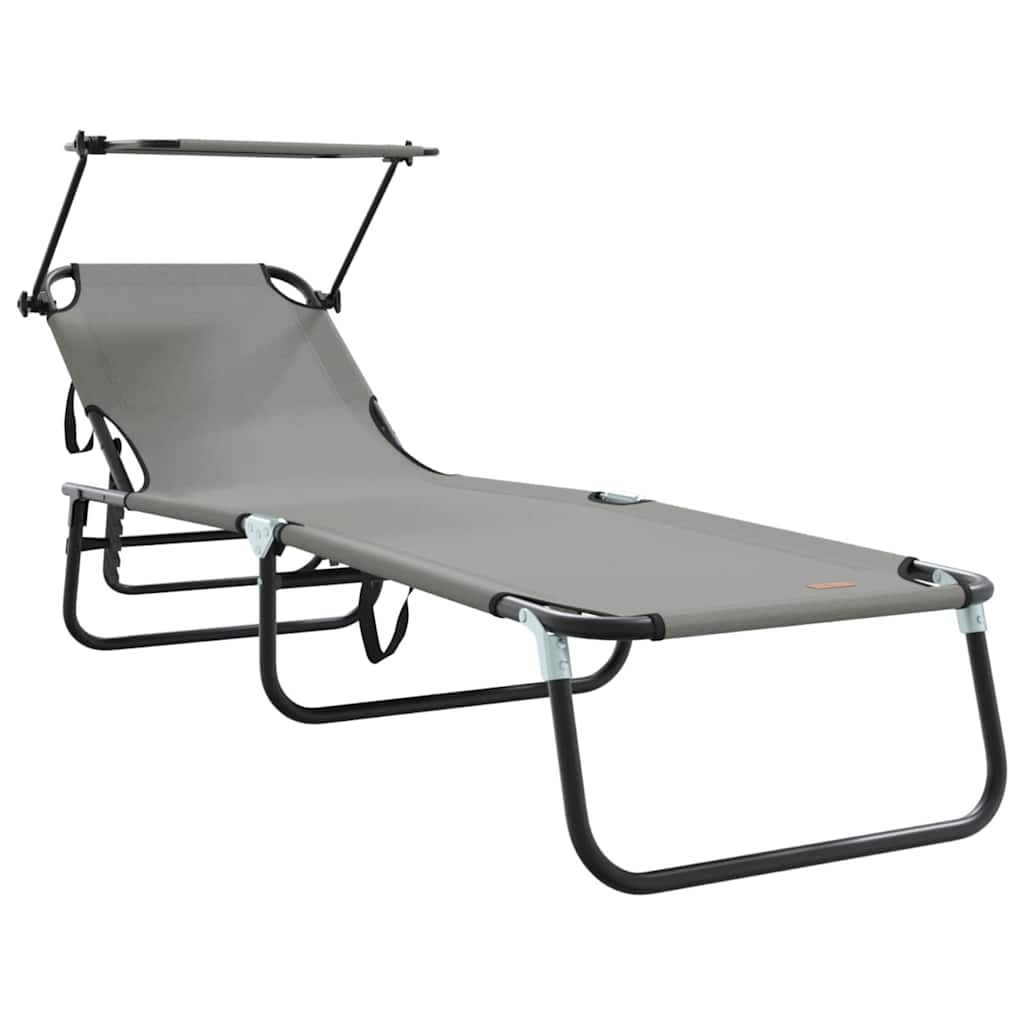 vidaXL Πτυσσόμενη ξαπλώστρα 2 pcs Γκρι 56 x 190 x 81εκ ύφασμα