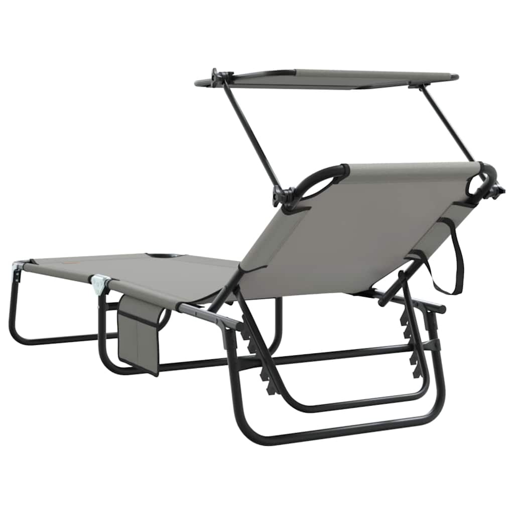 vidaXL Πτυσσόμενη ξαπλώστρα 2 pcs Γκρι 56 x 190 x 81εκ ύφασμα