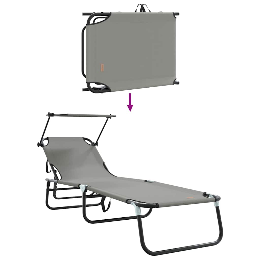 vidaXL Πτυσσόμενη ξαπλώστρα 2 pcs Γκρι 56 x 190 x 81εκ ύφασμα