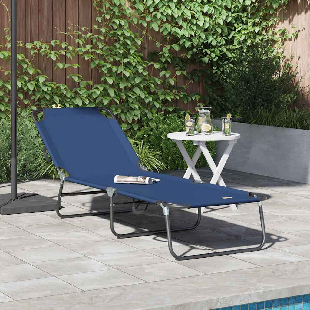 vidaXL Πτυσσόμενη ξαπλώστρα 1-πρόσωπο Μπλε 56 x 189 x 87 εκ. ύφασμα