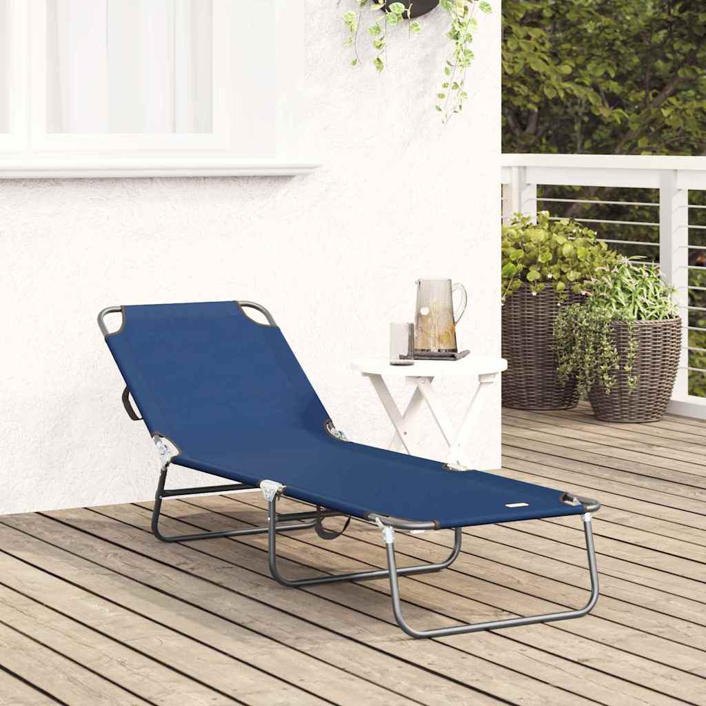vidaXL Πτυσσόμενη ξαπλώστρα 1-πρόσωπο Μπλε 56 x 189 x 87 εκ. ύφασμα
