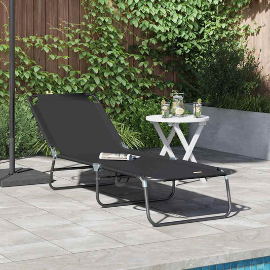 vidaXL Πτυσσόμενη ξαπλώστρα 1-πρόσωπο Μαύρο 56 x 189 x 87 εκ. ύφασμα