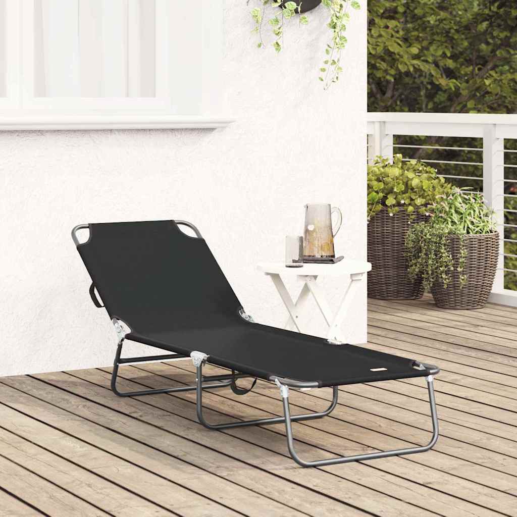 vidaXL Πτυσσόμενη ξαπλώστρα 1-πρόσωπο Μαύρο 56 x 189 x 87 εκ. ύφασμα