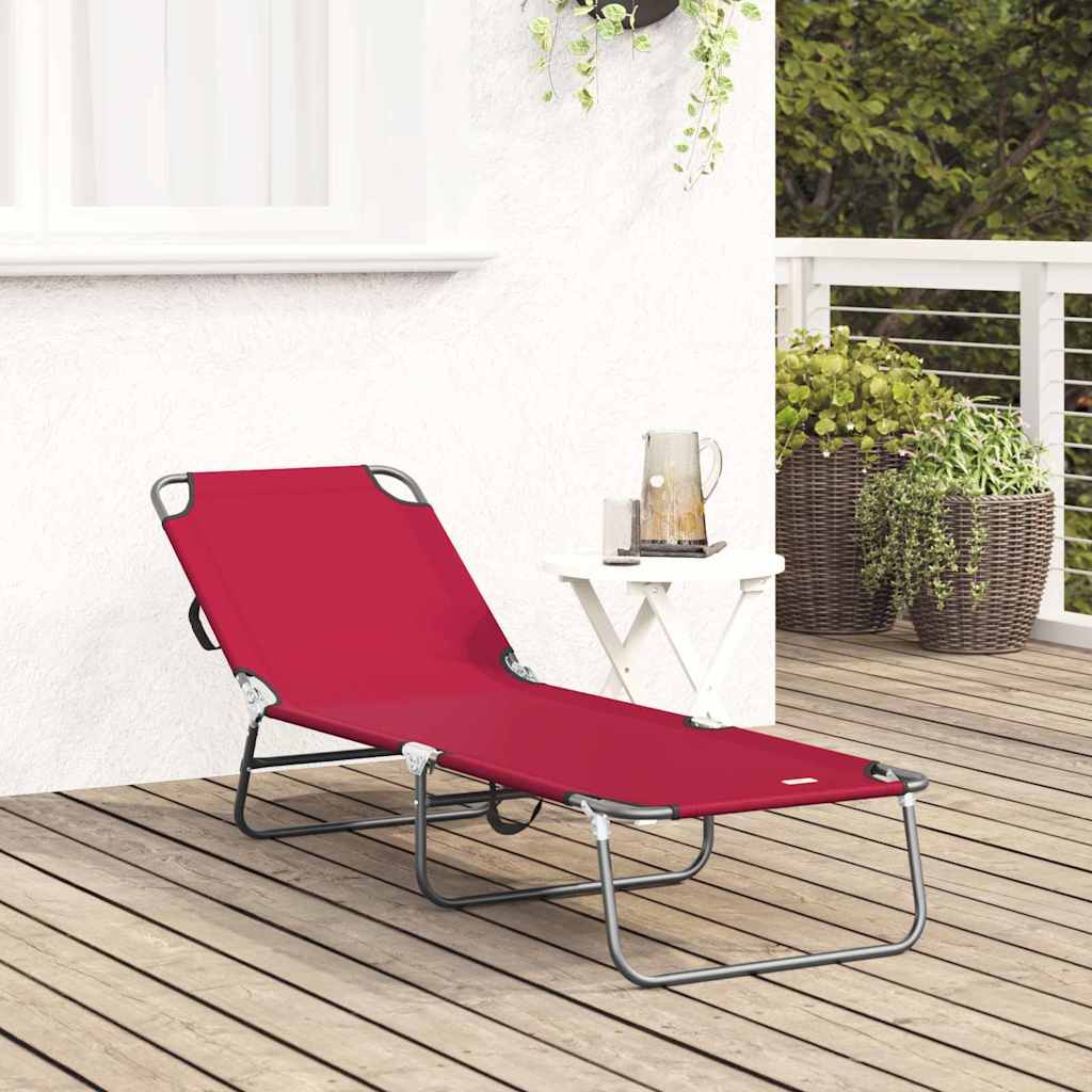 vidaXL Πτυσσόμενη ξαπλώστρα 1-πρόσωπο Κόκκινο 56 x 189 x 87 εκ. ύφασμα