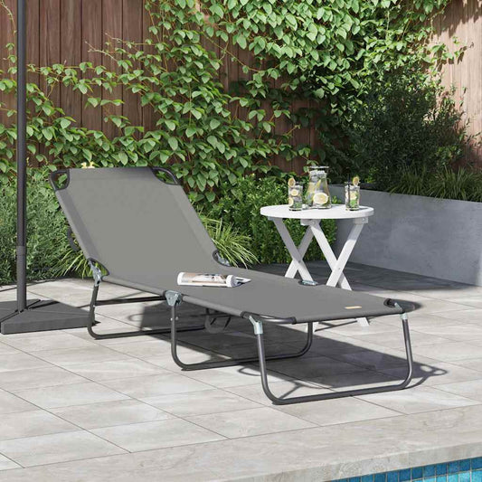 vidaXL Πτυσσόμενη ξαπλώστρα 1-πρόσωπο Γκρι 56 x 189 x 87 εκ. ύφασμα