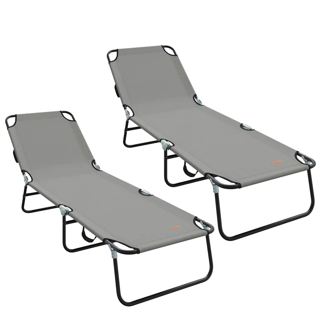vidaXL Πτυσσόμενη ξαπλώστρα 2 pcs Γκρι 56 x 189 x 87 εκ. ύφασμα