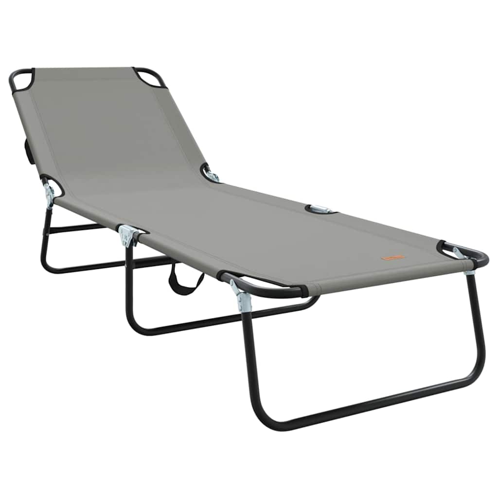 vidaXL Πτυσσόμενη ξαπλώστρα 2 pcs Γκρι 56 x 189 x 87 εκ. ύφασμα