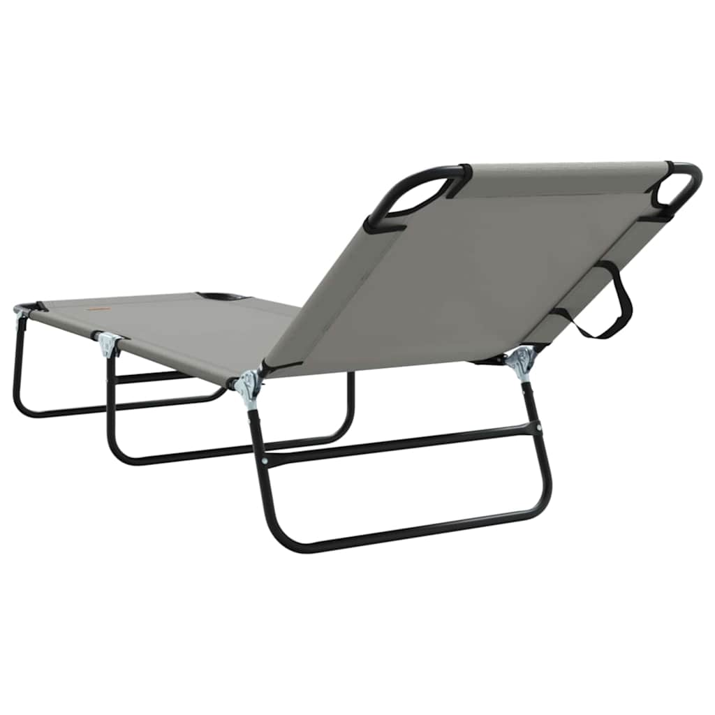 vidaXL Πτυσσόμενη ξαπλώστρα 2 pcs Γκρι 56 x 189 x 87 εκ. ύφασμα