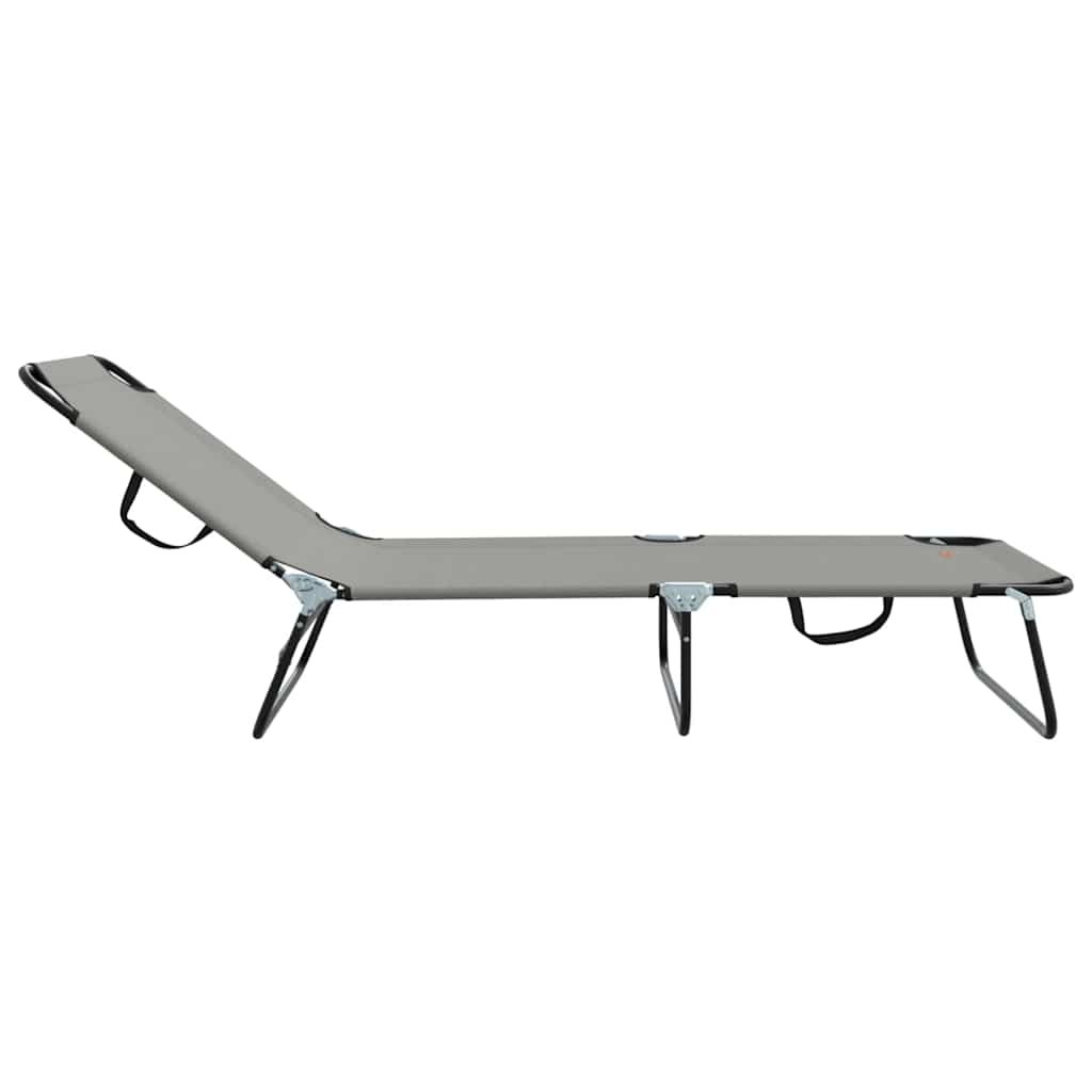 vidaXL Πτυσσόμενη ξαπλώστρα 2 pcs Γκρι 56 x 189 x 87 εκ. ύφασμα