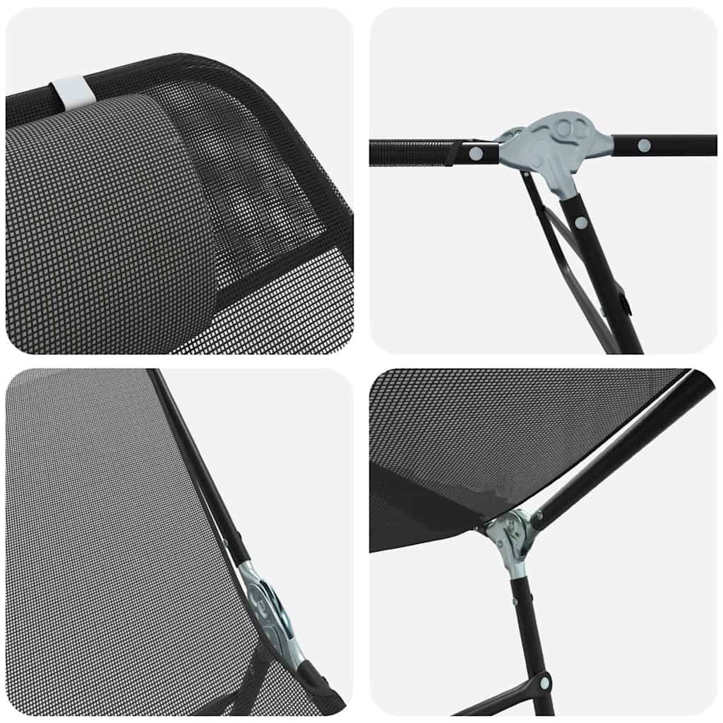 vidaXL Πτυσσόμενη ξαπλώστρα Μαύρο 182 x 55 x 85,5 εκ Textilene