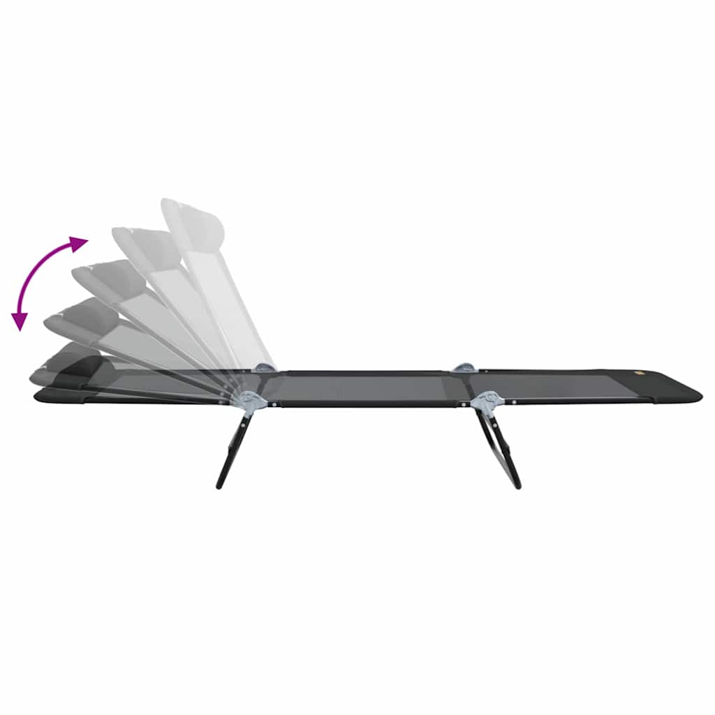 vidaXL Πτυσσόμενη ξαπλώστρα Μαύρο 182 x 55 x 85,5 εκ Textilene