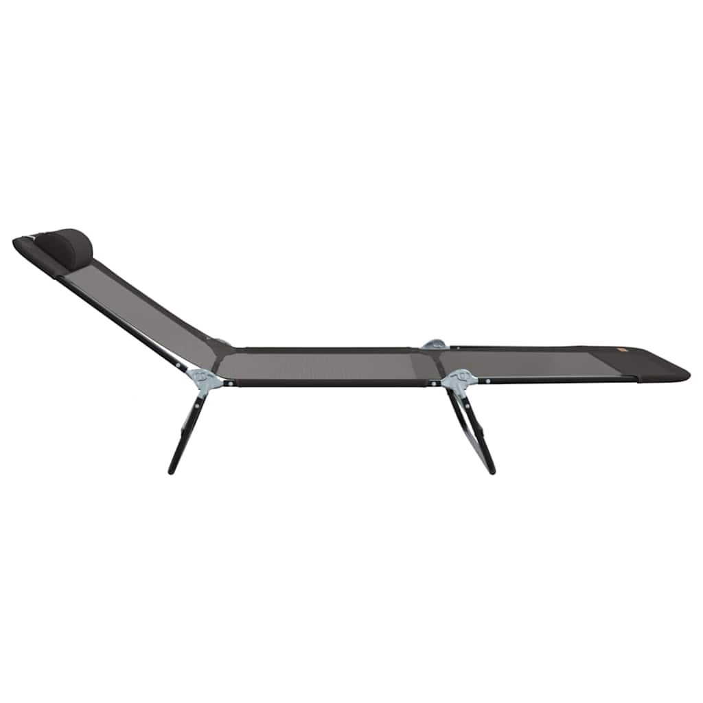 vidaXL Πτυσσόμενη ξαπλώστρα Μαύρο 182 x 55 x 85,5 εκ Textilene