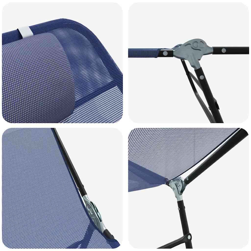 vidaXL Πτυσσόμενη ξαπλώστρα Σκούρο μπλε 182 x 55 x 85,5 εκ Textilene