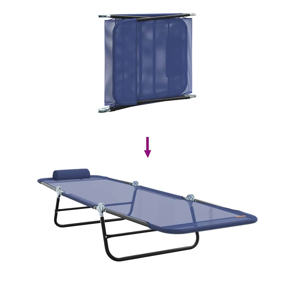vidaXL Πτυσσόμενη ξαπλώστρα Σκούρο μπλε 182 x 55 x 85,5 εκ Textilene