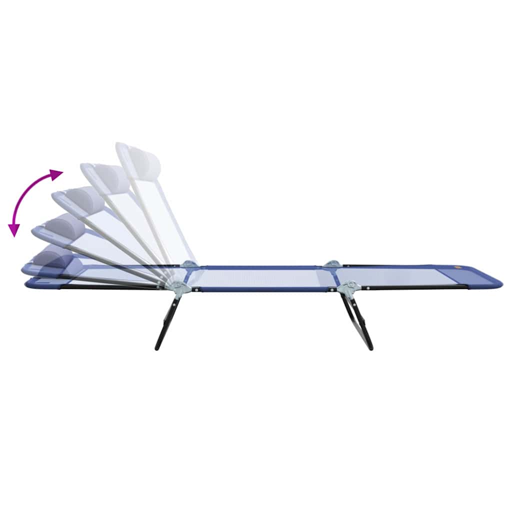 vidaXL Πτυσσόμενη ξαπλώστρα Σκούρο μπλε 182 x 55 x 85,5 εκ Textilene