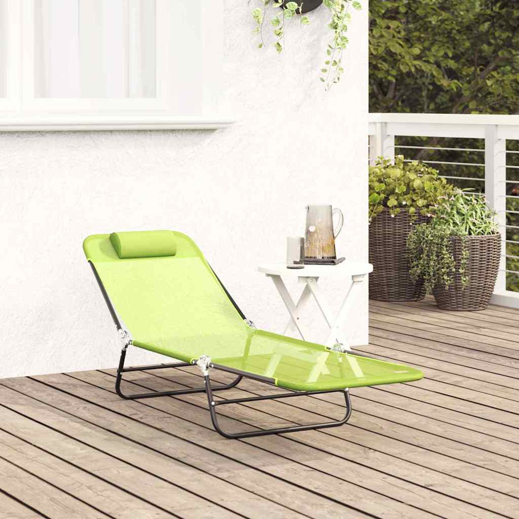 vidaXL Πτυσσόμενη ξαπλώστρα Πράσινο 182 x 55 x 85,5 εκ Textilene