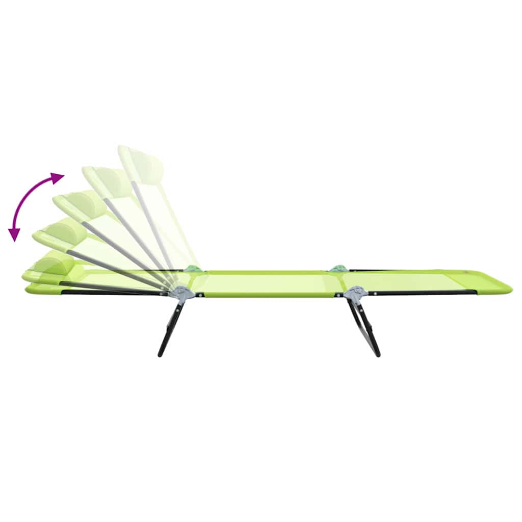 vidaXL Πτυσσόμενη ξαπλώστρα Πράσινο 182 x 55 x 85,5 εκ Textilene