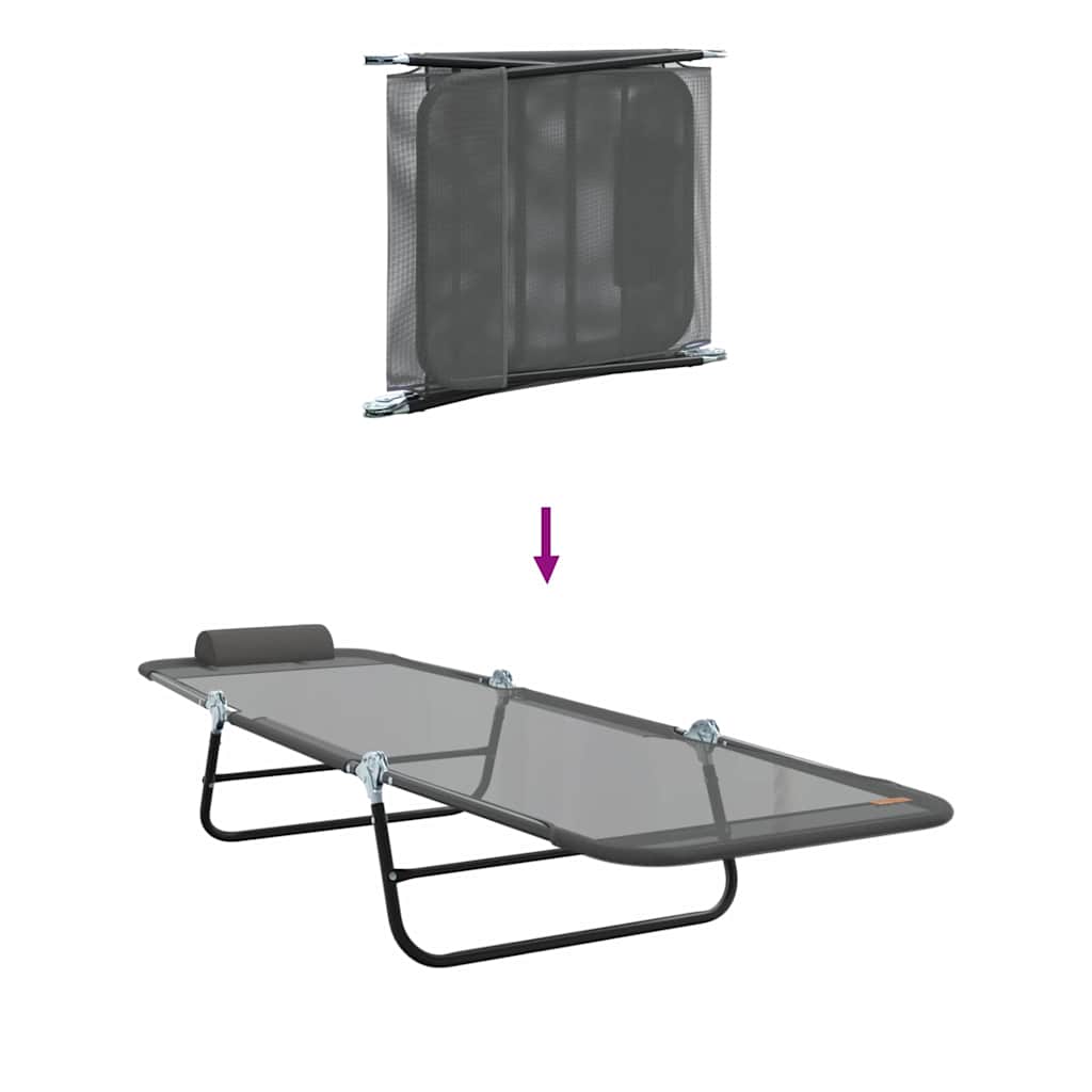 vidaXL Πτυσσόμενη ξαπλώστρα Γκρι 182 x 55 x 85,5 εκ Textilene