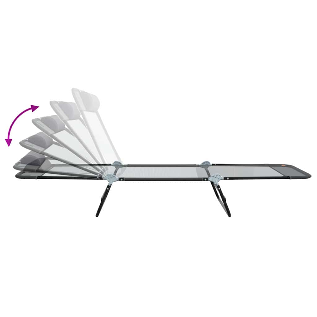 vidaXL Πτυσσόμενη ξαπλώστρα Γκρι 182 x 55 x 85,5 εκ Textilene