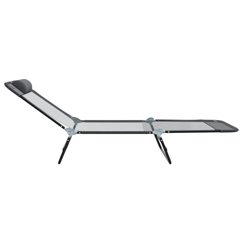 vidaXL Πτυσσόμενη ξαπλώστρα Γκρι 182 x 55 x 85,5 εκ Textilene