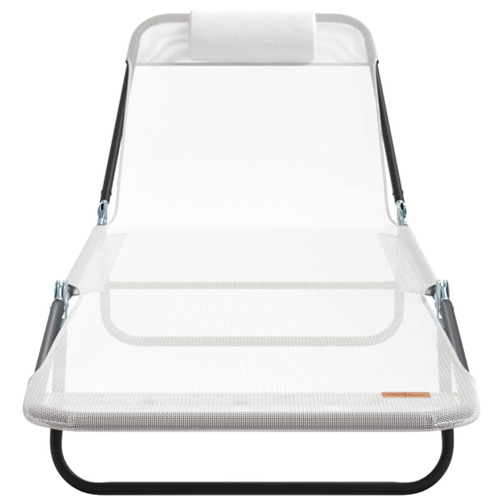 vidaXL Πτυσσόμενη ξαπλώστρα 2 pcs Κρεμ 182 x 55 x 85.5 εκ. Textilene