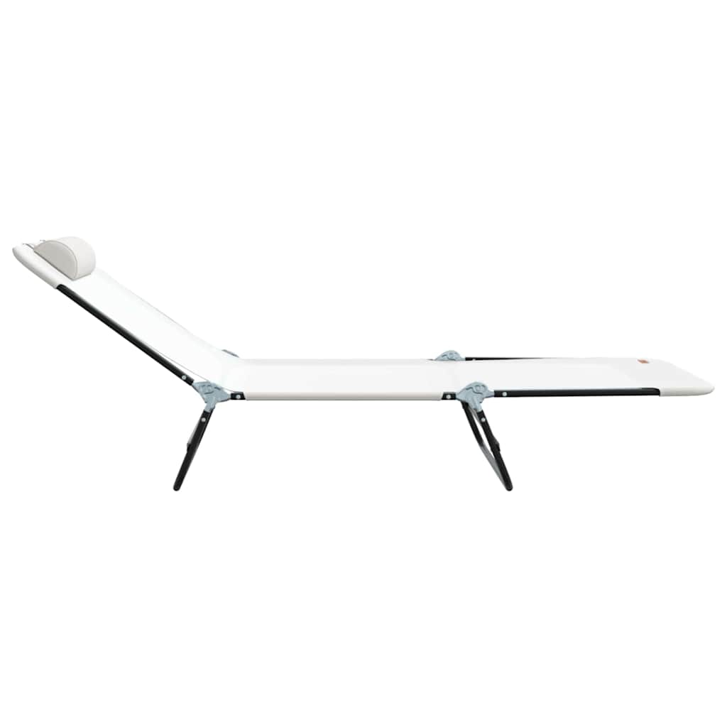 vidaXL Πτυσσόμενη ξαπλώστρα 2 pcs Κρεμ 182 x 55 x 85.5 εκ. Textilene