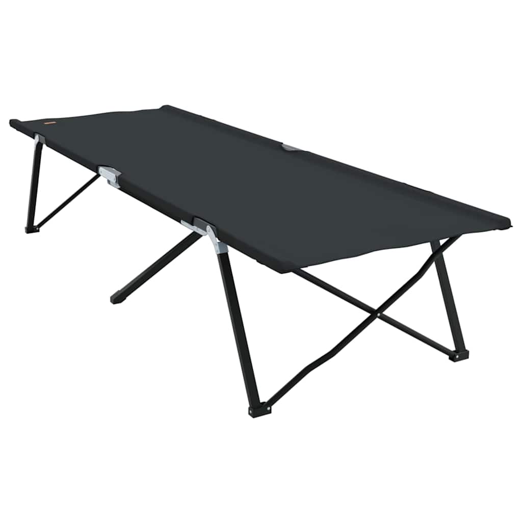 vidaXL Αναδιπλούμενο Κρεβάτι Κάμπινγκ 2 pcs Μαύρο 206 x 76 x 74 εκ