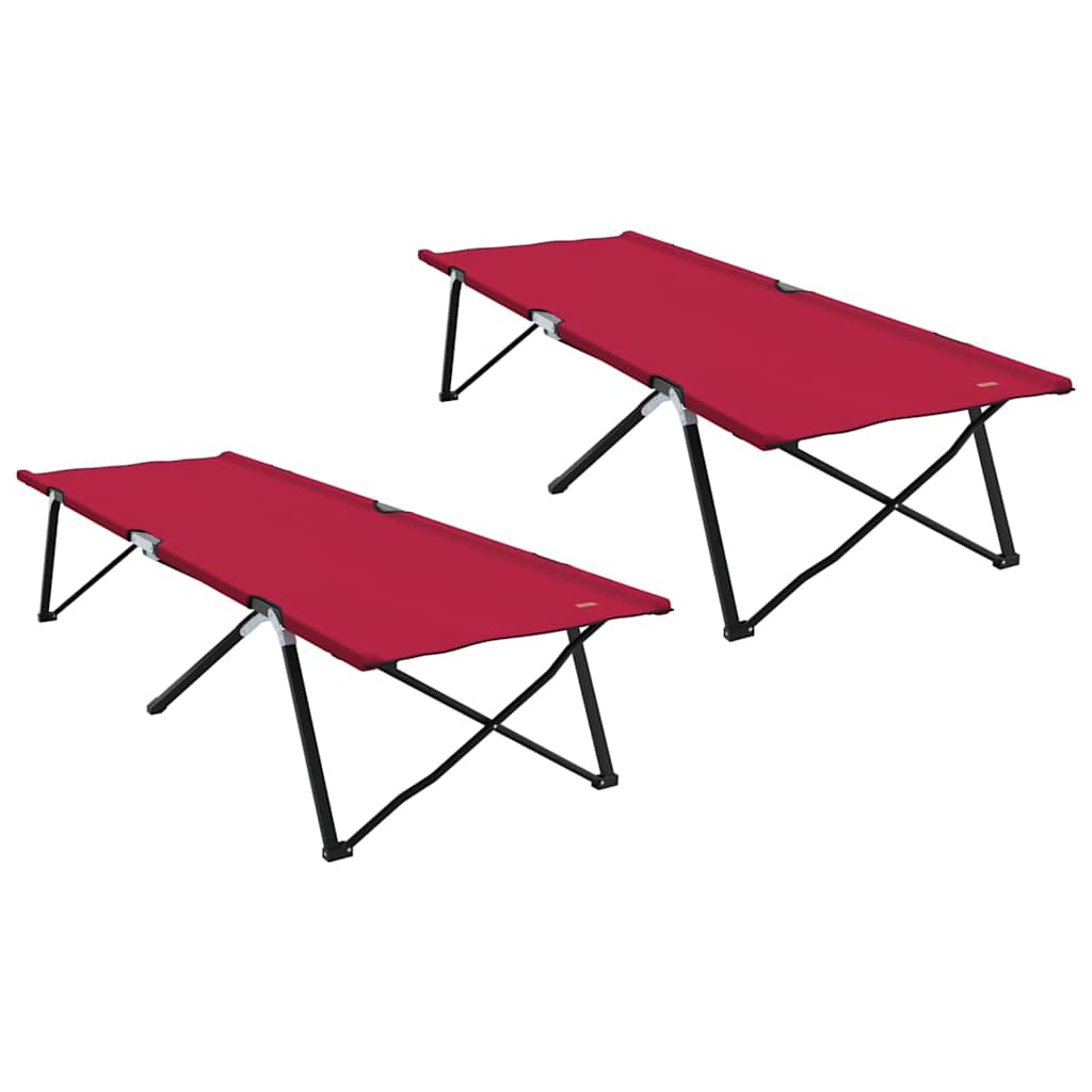 vidaXL Αναδιπλούμενο Κρεβάτι Κάμπινγκ 2 pcs Κόκκινο 206 x 76 x 74 εκ