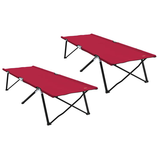 vidaXL Αναδιπλούμενο Κρεβάτι Κάμπινγκ 2 pcs Κόκκινο 206 x 76 x 74 εκ