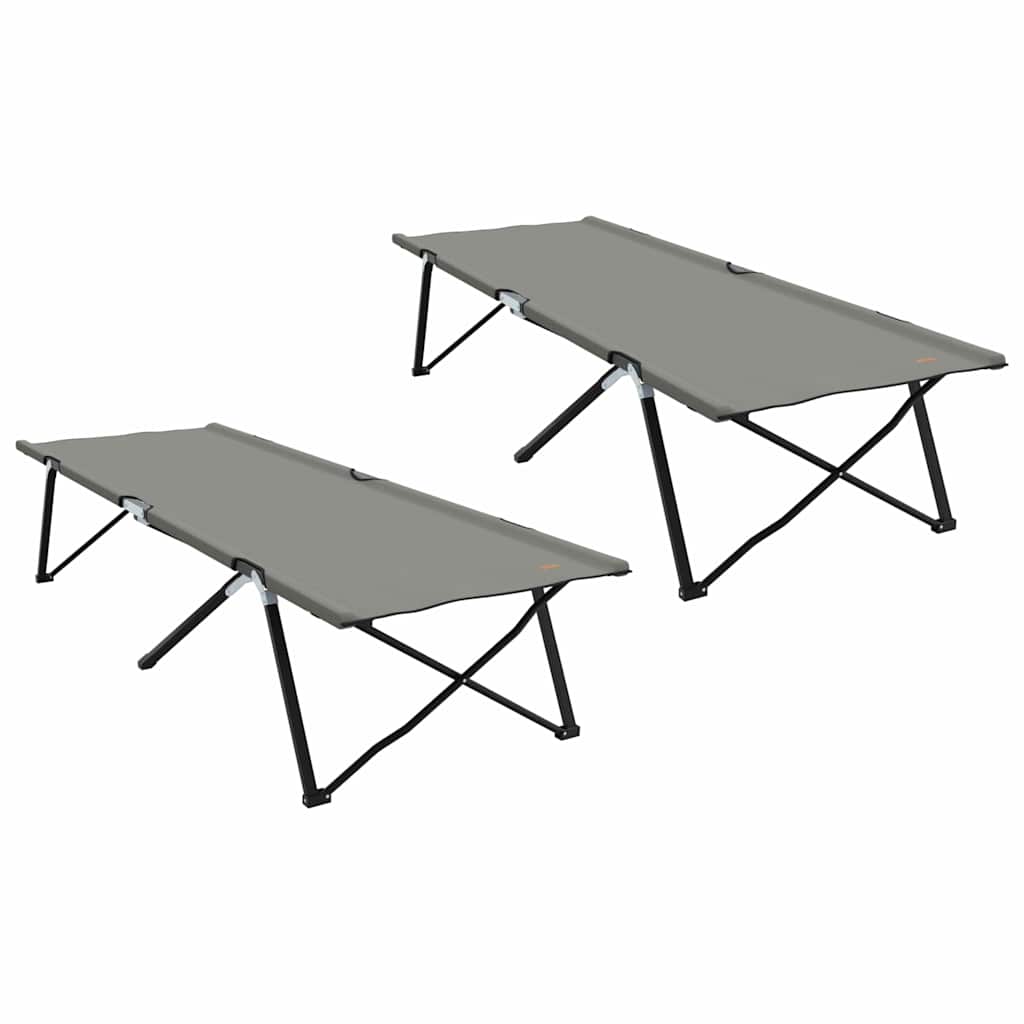 vidaXL Αναδιπλούμενο Κρεβάτι Κάμπινγκ 2 pcs Γκρι 206 x 76 x 74 εκ