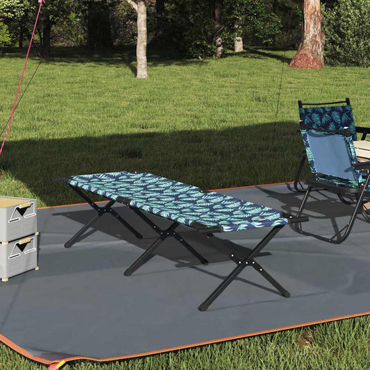 vidaXL Αναδιπλούμενο Κρεβάτι Κάμπινγκ Μοτίβο φύλλων Ύφασμα Oxford