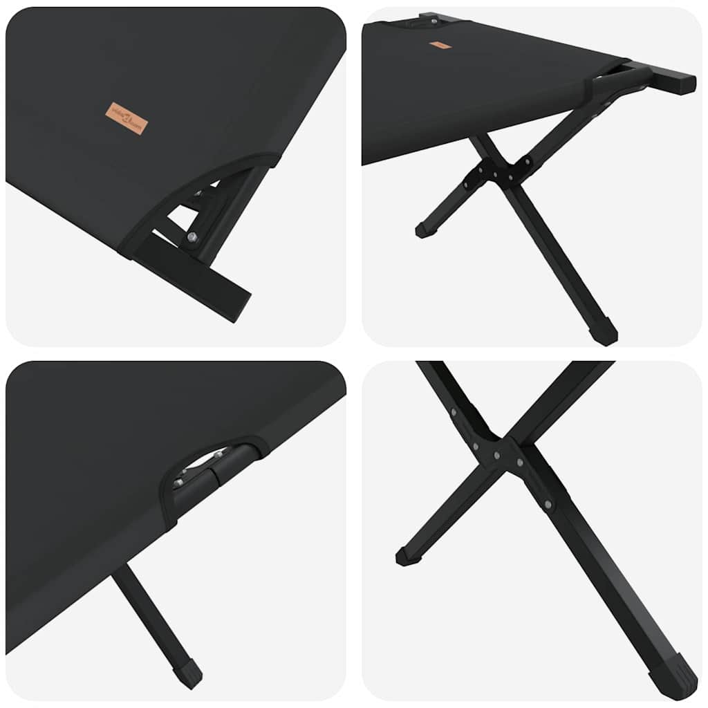 vidaXL Αναδιπλούμενο Κρεβάτι Κάμπινγκ 2 pcs Μαύρο Ύφασμα Oxford
