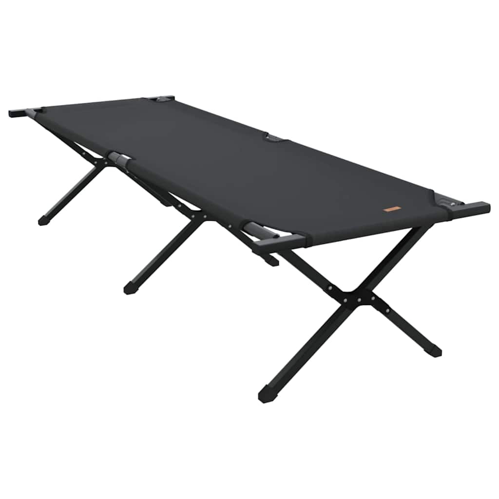 vidaXL Αναδιπλούμενο Κρεβάτι Κάμπινγκ 2 pcs Μαύρο Ύφασμα Oxford