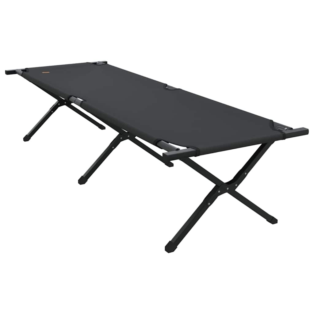 vidaXL Αναδιπλούμενο Κρεβάτι Κάμπινγκ 2 pcs Μαύρο Ύφασμα Oxford