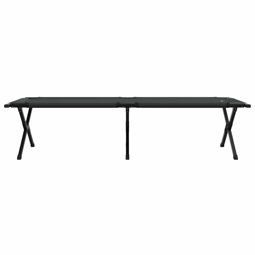 vidaXL Αναδιπλούμενο Κρεβάτι Κάμπινγκ 2 pcs Μαύρο Ύφασμα Oxford