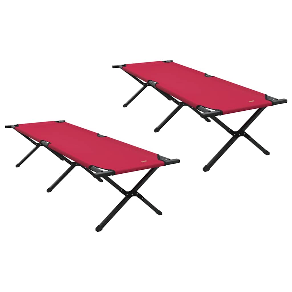 vidaXL Αναδιπλούμενο Κρεβάτι Κάμπινγκ 2 pcs Κόκκινο Ύφασμα Oxford