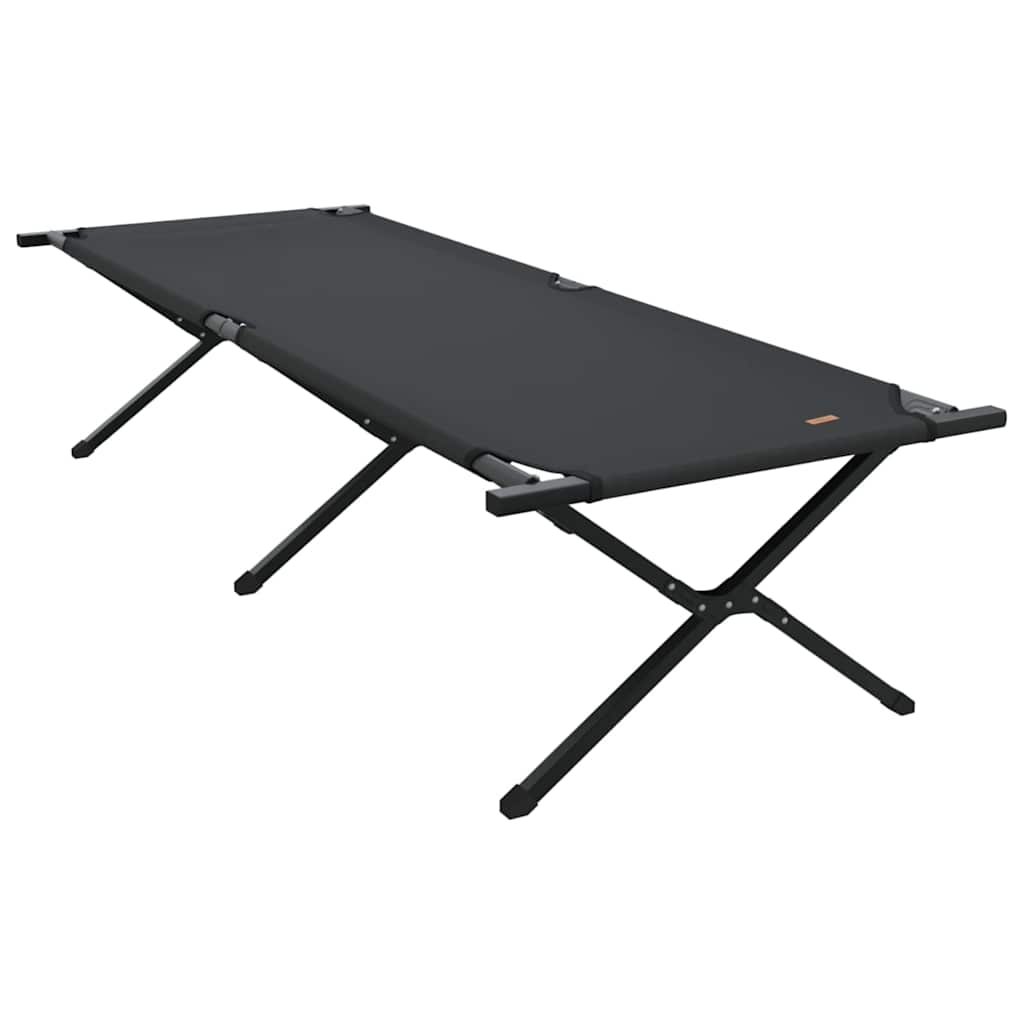 vidaXL Αναδιπλούμενο Κρεβάτι Κάμπινγκ 2 pcs Μαύρο Ύφασμα Oxford