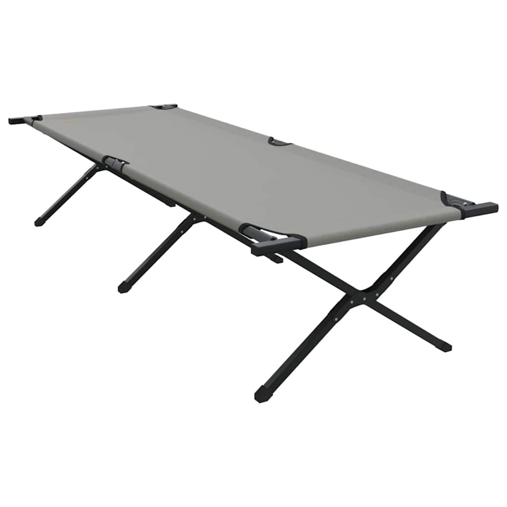 vidaXL Αναδιπλούμενο Κρεβάτι Κάμπινγκ 2 pcs Γκρι Ύφασμα Oxford