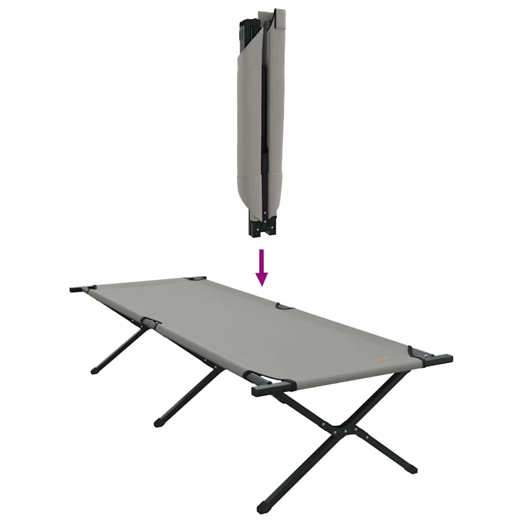 vidaXL Αναδιπλούμενο Κρεβάτι Κάμπινγκ 2 pcs Γκρι Ύφασμα Oxford