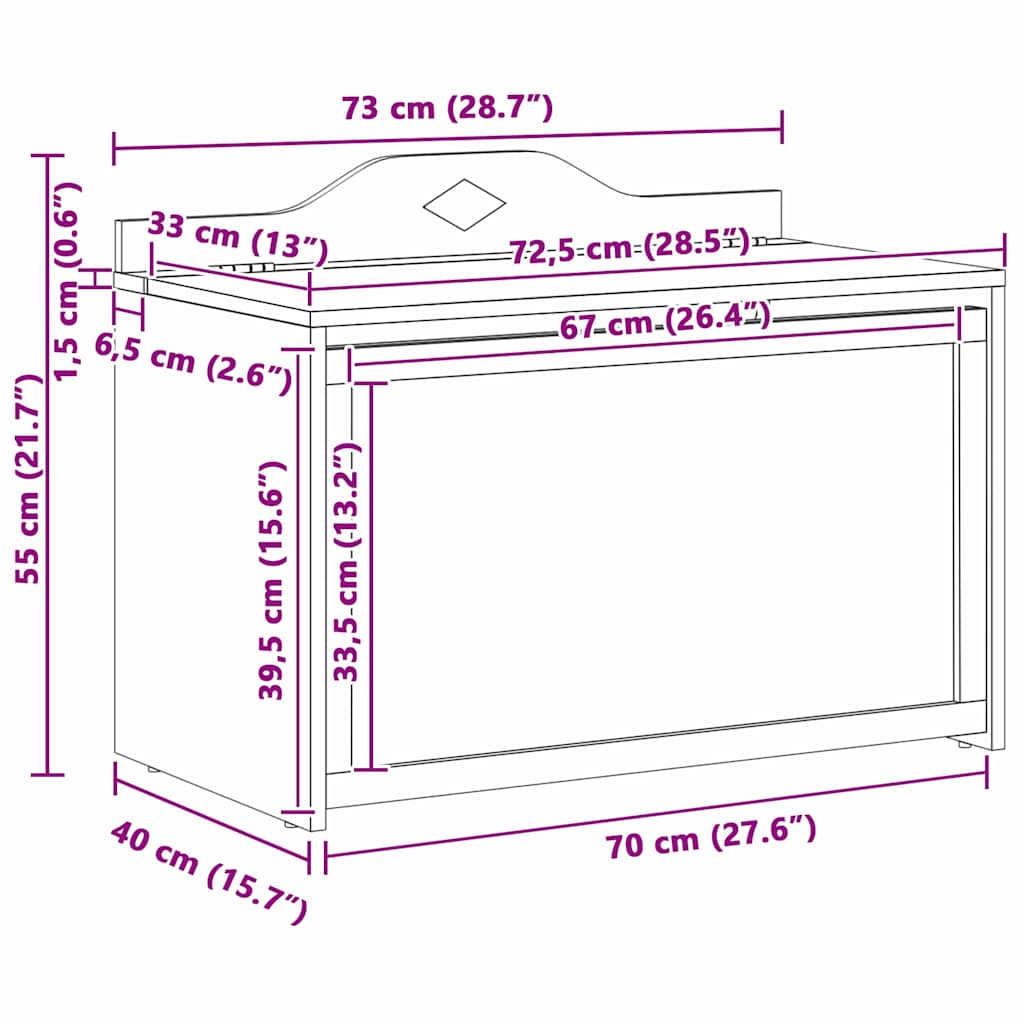 vidaXL Κουτί Παιχνιδιών Λευκό 73 x 33 x 55 εκ. Επεξεργασμένο ξύλο