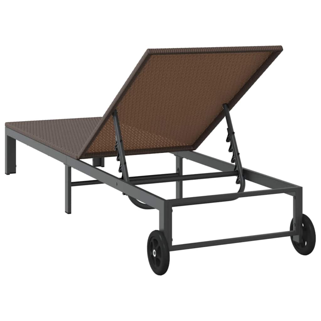 vidaXL Ξαπλώστρα με Ρόδες Καφέ Συνθετικό Ρατάν