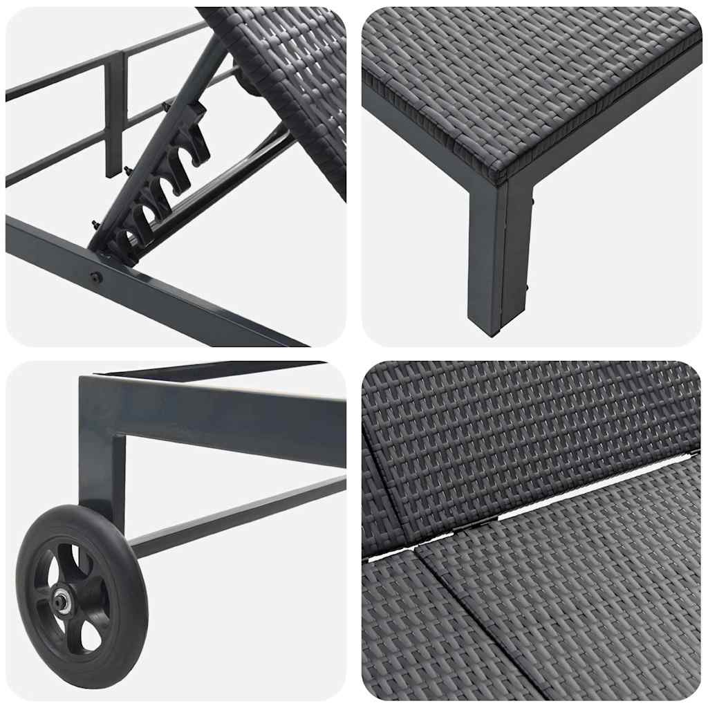 vidaXL Ήλιο-κρεβάτι Μαύρο 206 x 115 x 75 εκ συνθετικό ρατάν