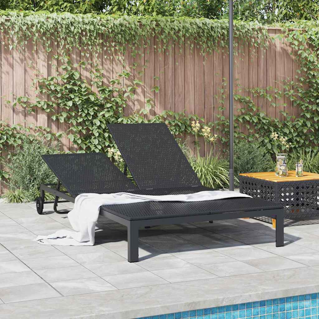 vidaXL Ήλιο-κρεβάτι Μαύρο 206 x 115 x 75 εκ συνθετικό ρατάν