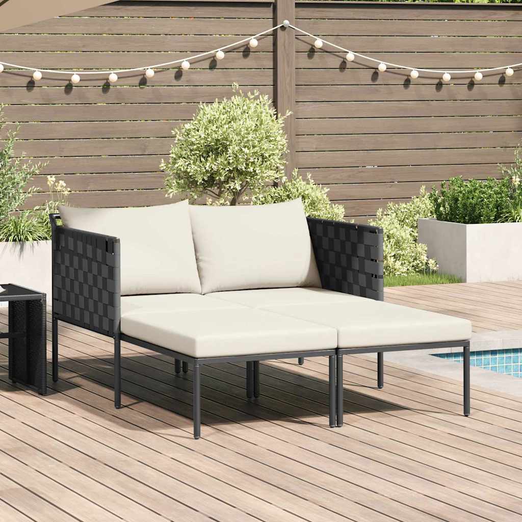 vidaXL Ξαπλώστρα με Μαξιλάρια 2 Ατόμων Ανθρακί 115x153x69,5 εκ. Ατσάλι