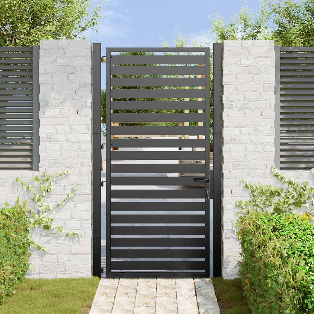 vidaXL Πόρτα Κήπου με Κλείδωμα Μαύρη 100x180 εκ. από Αλουμίνιο