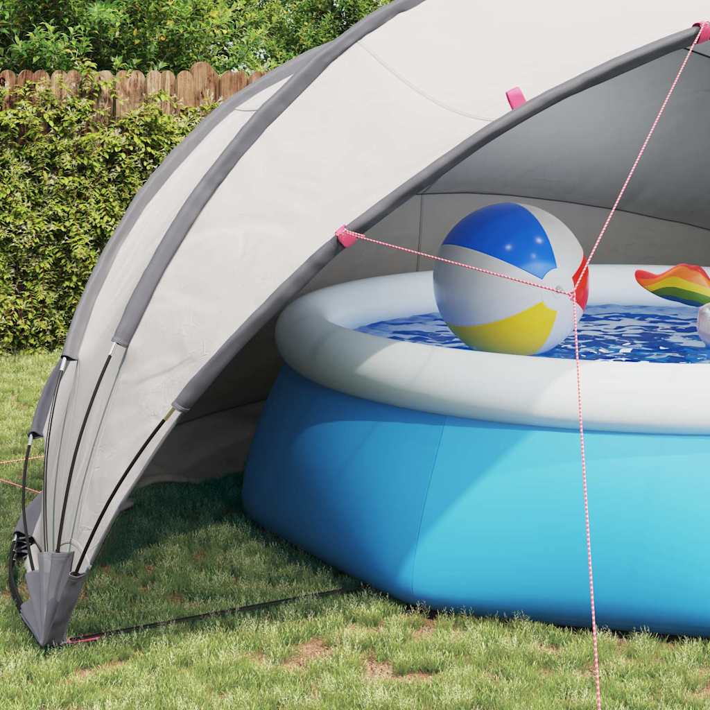 vidaXL Θόλος πισίνας Γκρι και Πορτοκαλί 546 x 516 x 250 εκ.