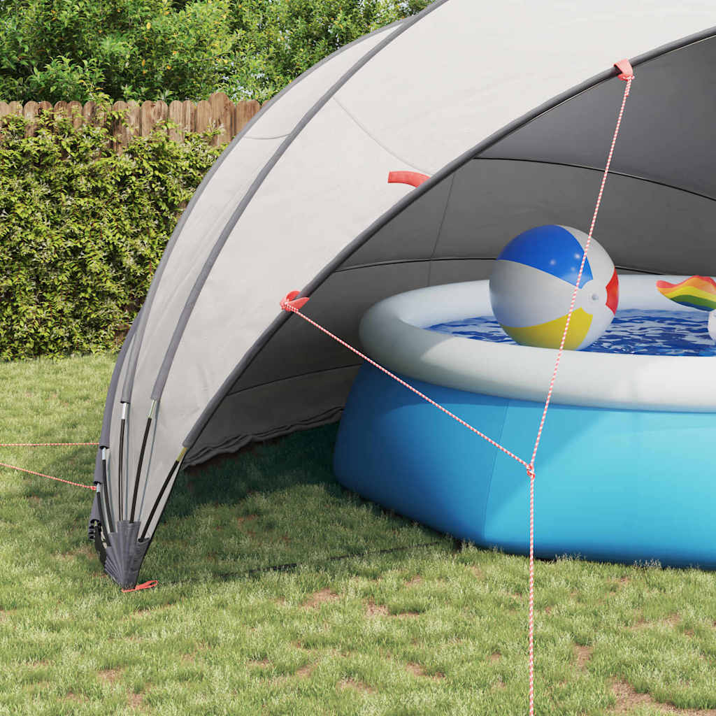 vidaXL Θόλος πισίνας Γκρι και Πορτοκαλί 592 x 590 x 275 εκ.